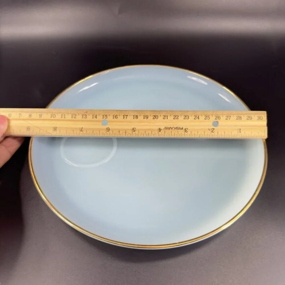 Vintage Anchor Hocking Fire King Blue Turquoise Lunch‎ Snack Plate and Cup Set